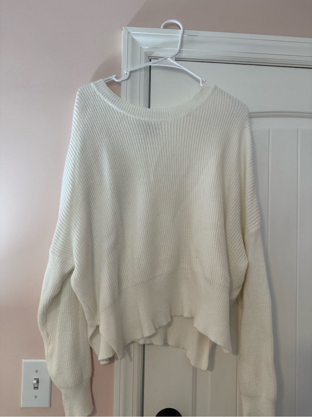 Sincerely Jules Cream Ribbed Knit Crewneck Sweater